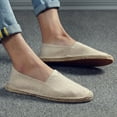 thumbnail image 6 of Men's Breathable Solid Color Korean Version Trendy Casual Comfortable Lightweight Linen Sole Sneakers Mens Slip On Shoes, 6 of 8