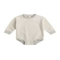 thumbnail image 1 of Spring Autumn Newborn Baby Girl Rompers Knitted Long Sleeve Jumpsuits Outfits Clothes Beige 12-18 Months, 1 of 6