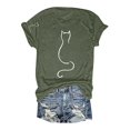 thumbnail image 3 of YLHFASHION Hauts pour Femmes Mode Manches 3/4 Col Rond Chemises Décontractées Tendance Blouses Imprimées Plissées devant T-Shirts Soldes d'Été Liquidation T-shirt à Manches Courtes pour Femmes, 3 of 5