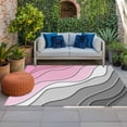 thumbnail image 3 of 5' x 7' Outdoor Rug, Pink Grey Ombre Outdoor Washable Rug Large Floor Carpet, Modern Geometric Abstract Aesthetics Cream Non Shedding Area Rug for Outside Patio RV Porch Deck Balcony Camping, 3 of 9