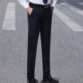thumbnail image 3 of Pantalones de traje para hombre, holgados, con tirantes, para uso social, ajustados, elásticos, para negocios, para hombre, con cinturón, 3 of 5