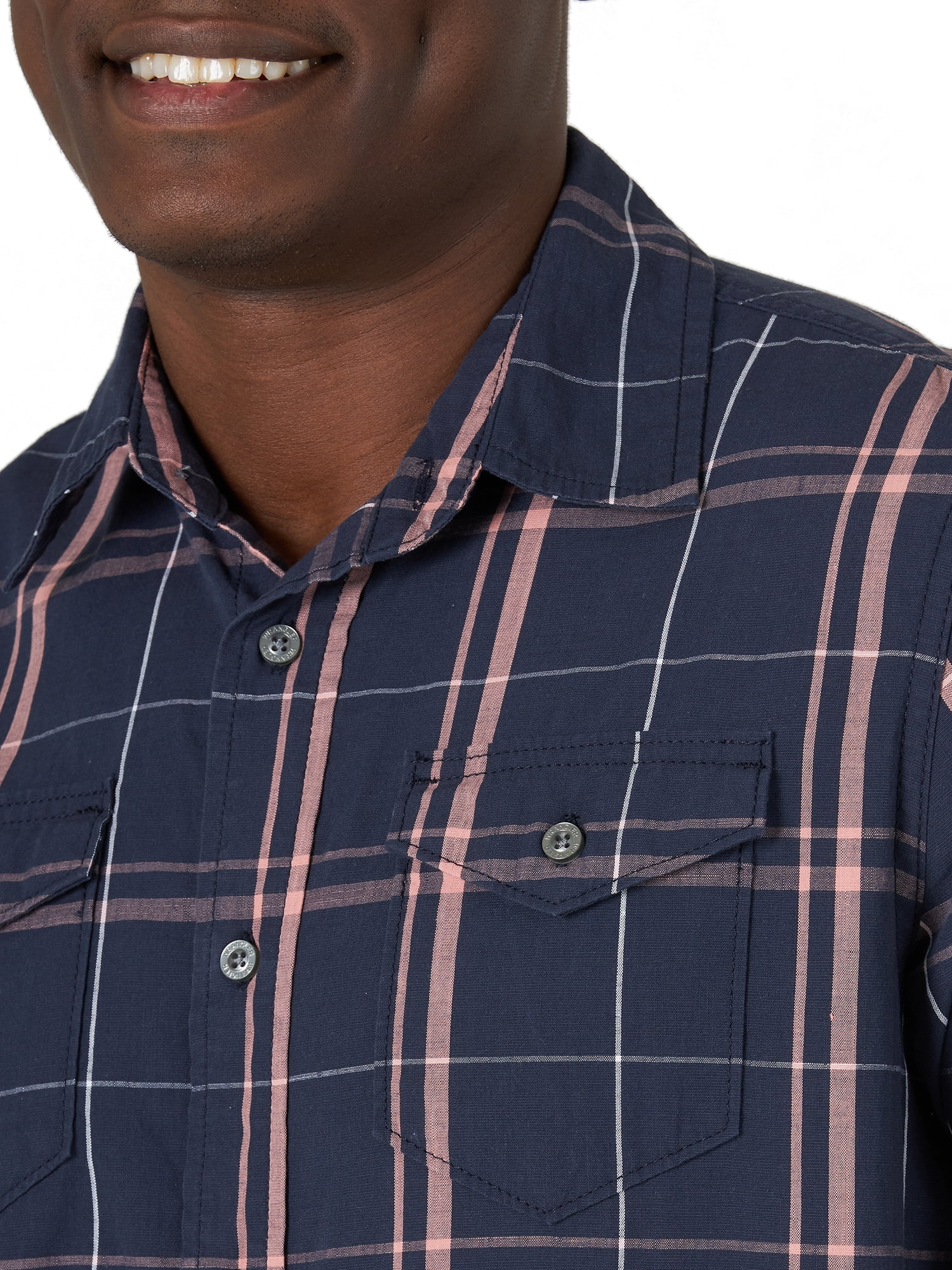 Wrangler Men's Long Sleeve Premium Slim Fit Stretch Plaid Shirt
