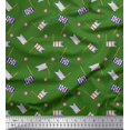 thumbnail image 1 of Soimoi Green polyester Crepe Fabric Anchor Hook & Small Country Flag Printed Fabric 1 Yard 52 Inch Wide, 1 of 3