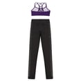 thumbnail image 4 of TiaoBug Kids Girls Sleeveless Crop Tops and Sparkly Leggings Activewear Set Yoga Gymnastics Workout Outfits Purple 6, 4 of 5