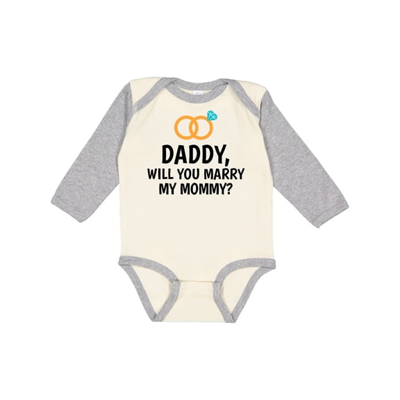 Inktastic Daddy Will You Marry My Mommy with Rings for Proposal Boys or Girls Long Sleeve Baby Bodysuit