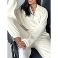 thumbnail image 6 of Womens 2 Piece Outfits Lounge Sets -Fleece Half Zip Pullover and Baggy Sweatpants with Pockets White L, 6 of 7