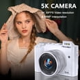thumbnail image 2 of Melcam 5K Digital Camera, 64MP Vlogging Camera for YouTube with 6X Optical Zoom, Autofocus & Anti-Shake, Dual-Lens, 64GB Card & Flash, 2 Batteries（White）, 2 of 6