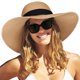 thumbnail image 1 of FURTALK Sombrero de paja para mujer con ala ancha UPF 80, sombrero de verano plegable y plegable, sombreros de playa para mujer, 1 of 5