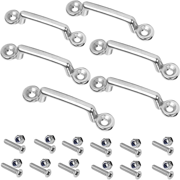 6PCS 316 Stainless Steel Forged Pad Eyes, 1‑1/2 Inch Footman Loops with Screws, Heavy Duty Rustproof Marine Hardware for Boat,Kayak, Outdoor Mounting