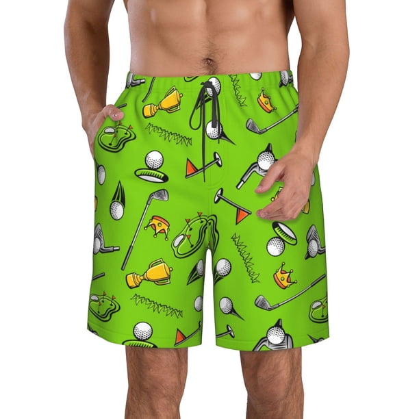 Fotbe Golf Sport Club Trajes de Baño Estampados para Hombre, Shorts de Verano de Secado Rápido, Ropa de Playa, Bañadores-Small