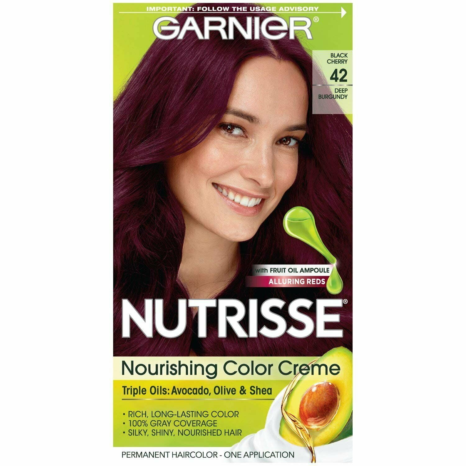 Garnier Nutrisse Nourishing Hair Color Creme, 42 Deep Burgundy (Black Cherry)  - Walmart.Com