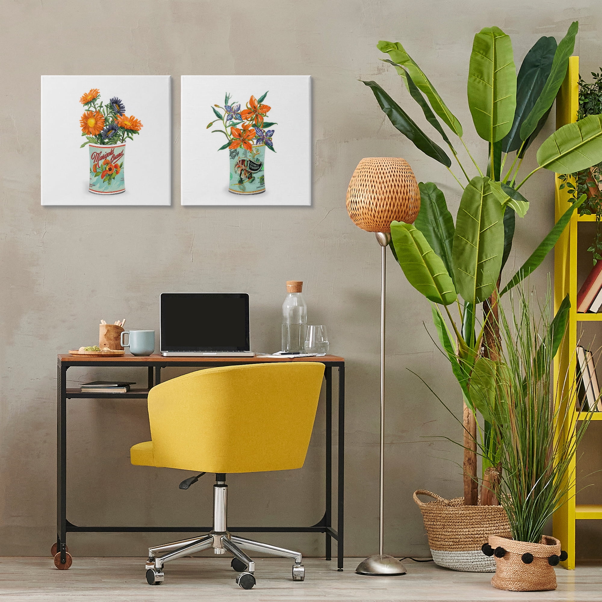 Stupell Industries Nostalgic Marigold & Lily Bouquets 2 Piece Canvas Wall Art Set, design by Val Rhodes