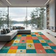 thumbnail image 2 of ODIKA 6'x9' Washable Area Rug Non-Slip, Easy Care, Bedside Hopscotch Retro Checkered Grid Storybook Number Layout for Family Room, Living Mater Bedroom, 2 of 7