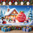 thumbnail image 5 of Penguin Design Merry Christmas Banner Red Theme Christmas Display Snowflake Pattern Festive Holiday Backdrop for Christmas Party Indoor Celebration Family Gathering, 5 of 9