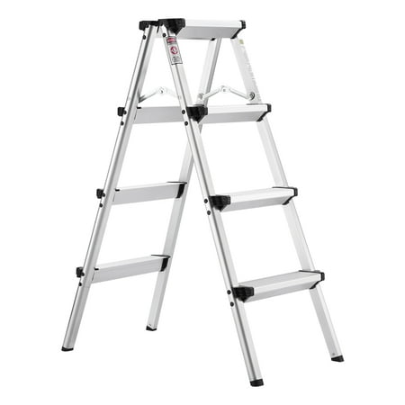 Finether 3.2 ft High Aluminum Folding Double Sided Step Ladder, EN 131 Certified Lightweight Portable Compact Louisville Step Ladder with Anti-Slip Treads, 330 lbs