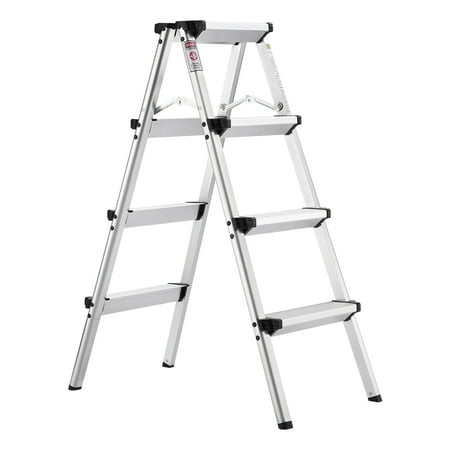 Double Sided Ladder - Finether 3.2 ft High Aluminum Folding Double Sided Step Ladder, EN 131 Certified Lightweight Portable Compact Louisville Step Ladder with Anti-Slip Treads, 330 lbs Load