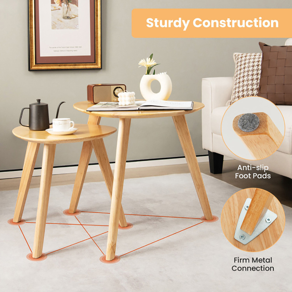 Finihen Coffee Table, Wooden Coffee Table, Set of 2 Triangle Modern Coffee Table Rubber Wood, for Living Room, Reception Room, Natural Finihen Coffee Table, Wooden Coffee Table, Set of 2 Triangle Modern Coffee Table Rubber Wood, for Living Room, Reception Room, Natural
