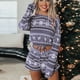 thumbnail image 3 of Puntoco-Pijamas navideños para mujer, conjuntos estampados, ropa de ocio, ropa de salón, traje, tops para el hogar + pantalones, liquidación Puntoco Puntoco-7056, 3 of 3