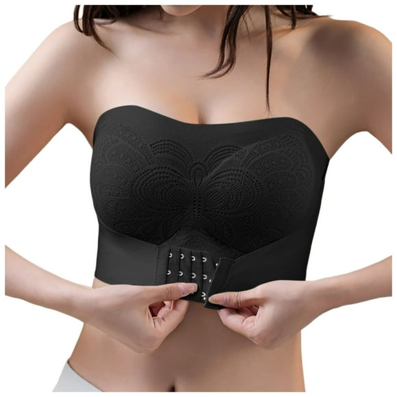 TSADFHJI Women's Comfortable and Sexy Transparent Shoulder Strap Cordless Backless Spongeless with Convertible Shoulder Straps Bras Women Bras Cosplay Bras Women 2 Piece Womens Bras Black Black XXL