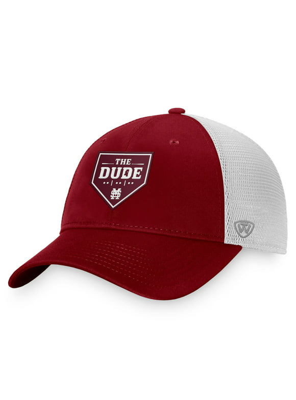 Men's Top of the World Maroon Mississippi State Bulldogs The Dude Home Plate Snapback Trucker Hat - OSFA