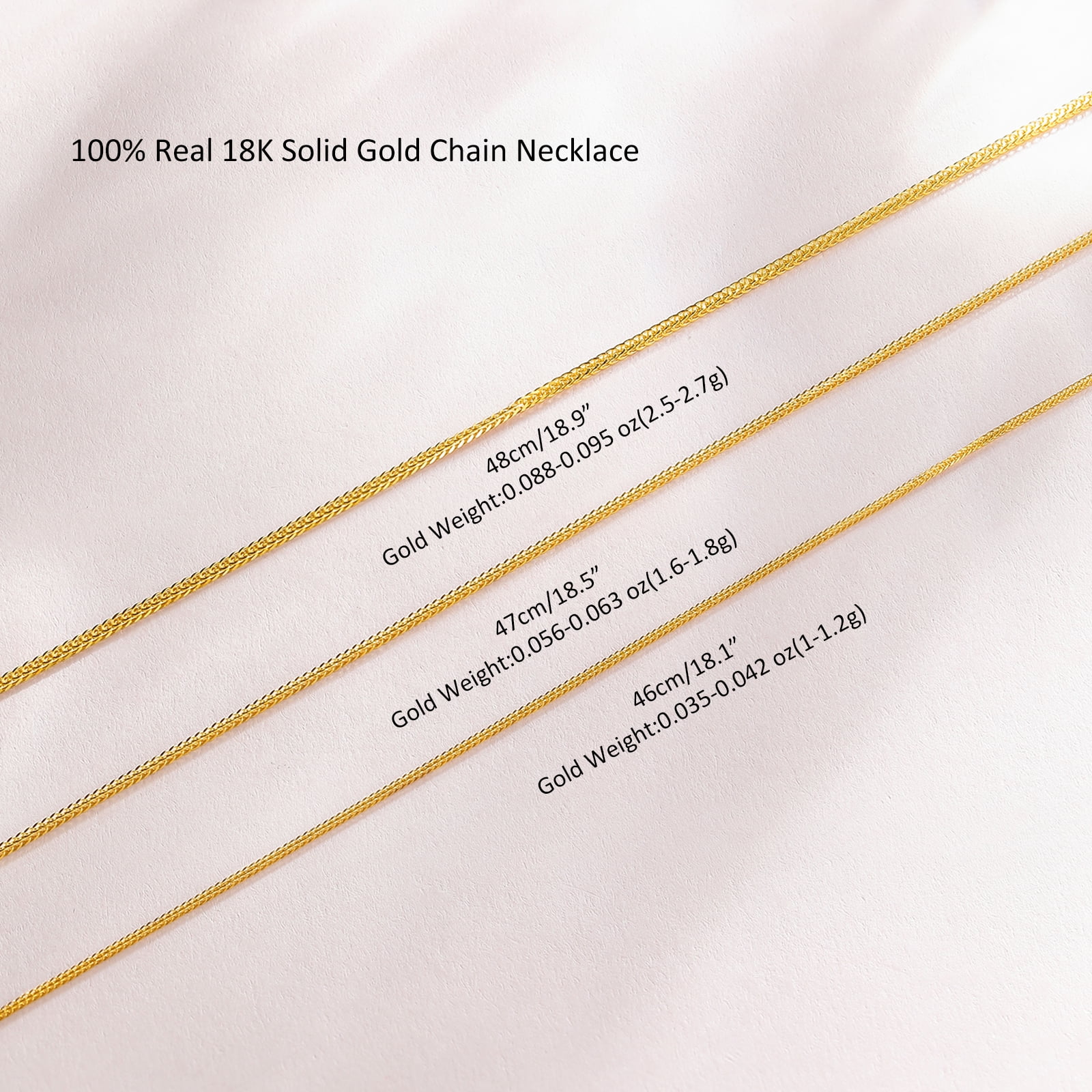 ZHOU LIU FU 18K Gold Diamond-Cut Singapore Chain Necklace - Adjustable Minimalist 3mm Dainty Chain for Women 18.1" C0510269
