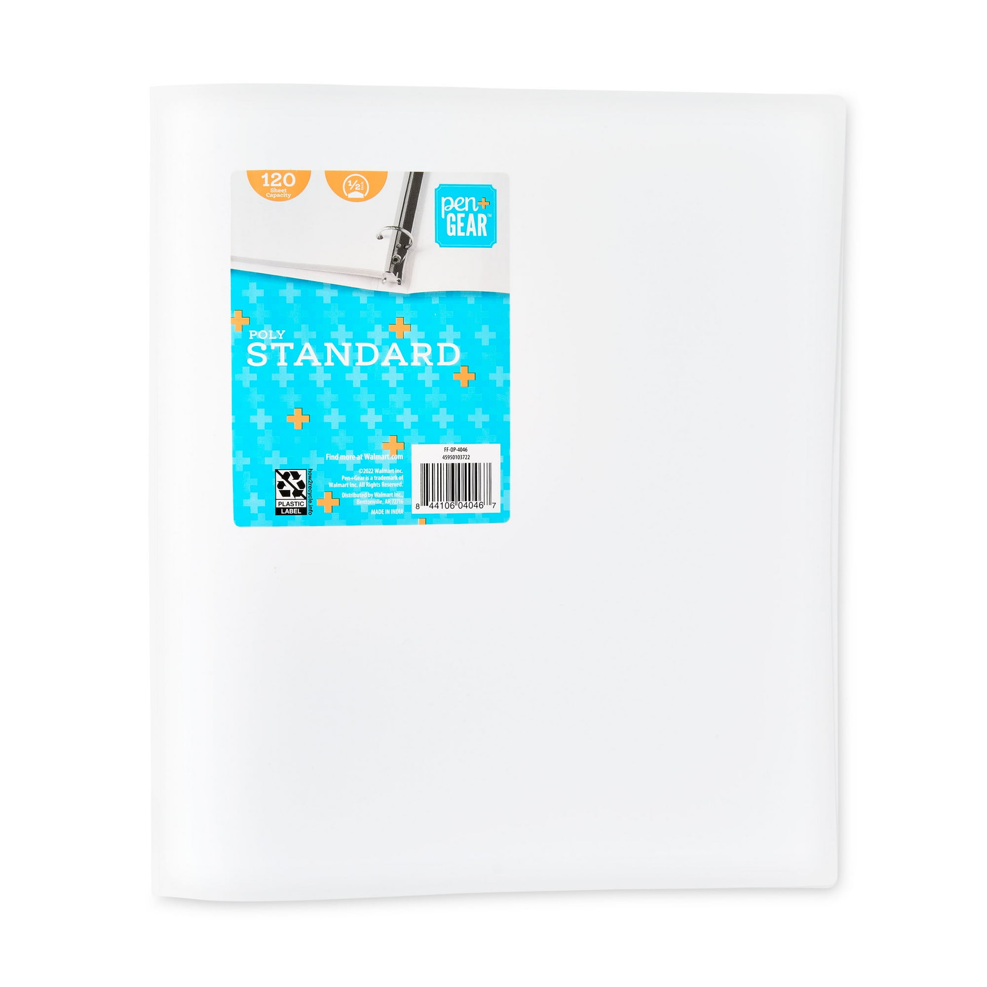 Pen+Gear 0.5" Durable Poly Binder, 3-Ring, White, 11" x 11.75"