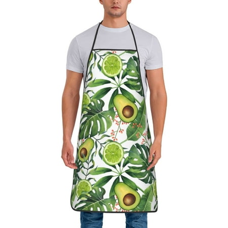 

Chef Aprons for Men and Women - Green Tropical Oil-Resistant Bib Aprons for Cooking Waterproof BBQ Grilling Kitchen Aprons Gifts for Women and Men