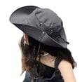 thumbnail image 2 of Unisex Wide Brim Safari Hat with Snap Button Design and Windproof Cord Featuring Lightweight Quick Dry Fabric for Mountain Climbing Gardening Boating Gray, 2 of 7