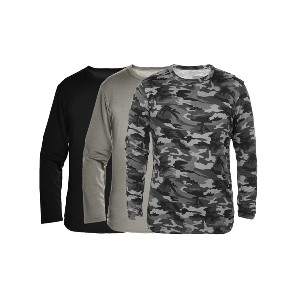 Swan Men's Brushed Fleece LongSleeve Crewneck Thermal Tops (3Pack