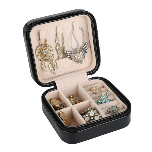 TSV Small Jewelry Box, Portable Travel Jewelry Organizer, Mini Display Case with PU Leather for Girls Women Rings Earrings Necklaces Storage