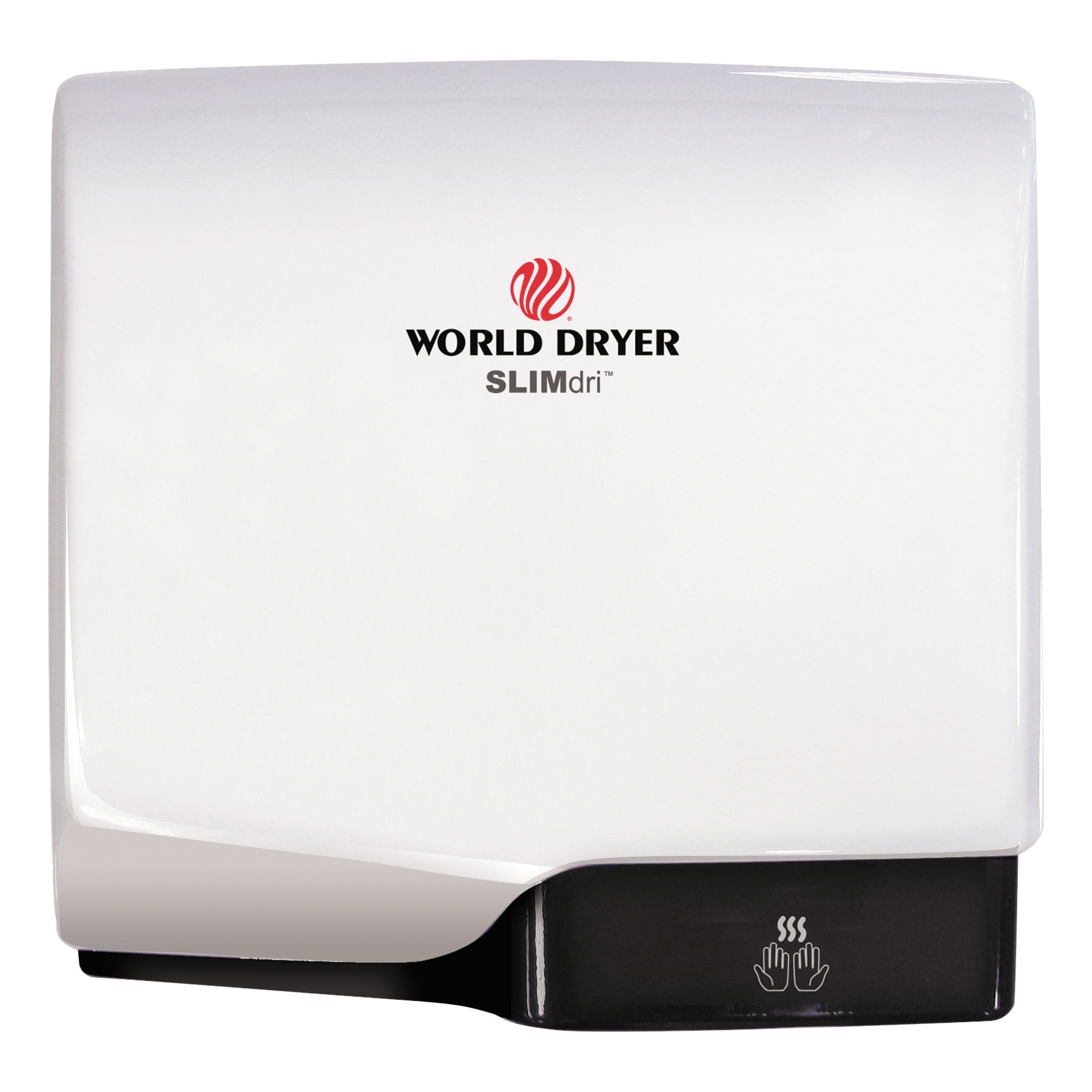 WORLD DRYER SLIMdri Hand Dryer, Aluminum, White WRLL974A