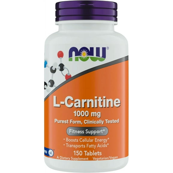 Now Supplements L-Carnitine 1000mg - 150 Tablets, Supports Lean Muscle Growth, Carnipure, Non-GMO, Kosher, Ideal for Vegans, Athletes, and Energy Support