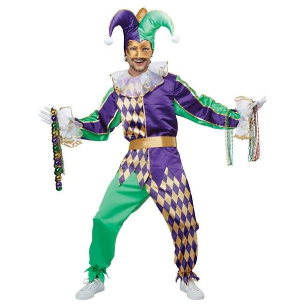 Mardi Gras Court Bouffon Joker Carnaval Adulte Homme Arlequin Costume SM-XL  Nouveau 