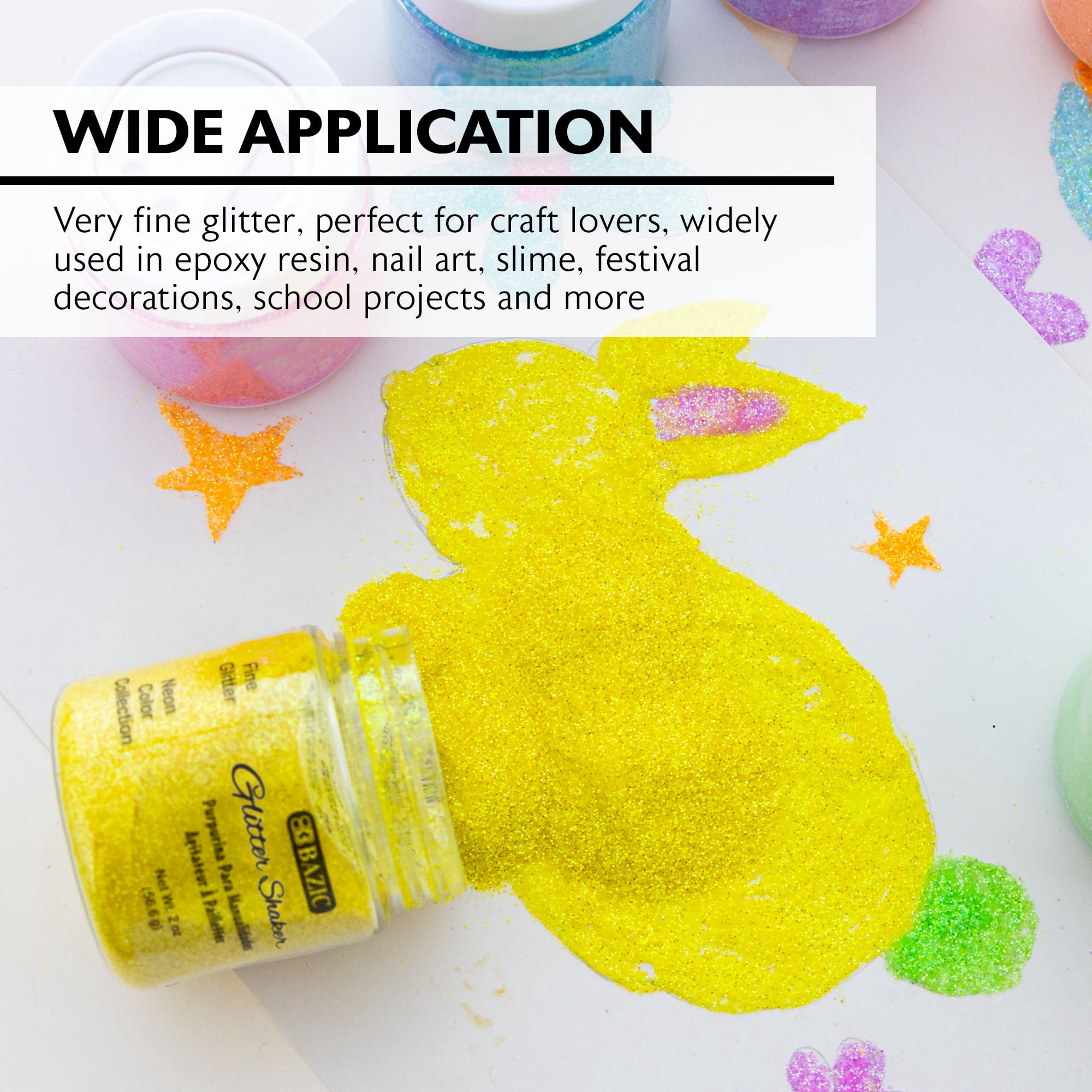BAZIC Glitter Shaker Neon Metallic, Halloween Sparkling Powder, 12-Packs