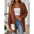 thumbnail image 5 of Women'S Fall Winter Solid Color Casual Oversized Long Sleeve Chunky Knit Cardigan Sweater Jacket Brown One size, 5 of 9