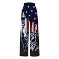thumbnail image 4 of Lilgiuy 4th of July Pants for Women Printed Casual High Waisted Loose Wide Leg Straight Leg Pants with Two Extra Pockets Independence Day Pants for Fishing Outdoor Activities, 4 of 5
