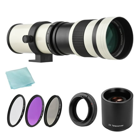 Camera MF Super Telephoto Zoom Lens F/8.3-16 420-800mm T Mount + /CPL/FLD Filters Set +2X 420-800mm Teleconverter Lens + T2- Adapter Ring Replacement for EF-mount Rebel T7 T7i T6 T6 T6i T5