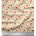 thumbnail image 1 of Soimoi White polyester Crepe Fabric Red Chilli & Tacos Food Print Sewing Fabric Yard 42 Inch Wide, 1 of 3
