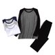 thumbnail image 5 of Conjunto de pantalón y blusa de manga larga con patchwork para hombre y mujer, 5 of 5