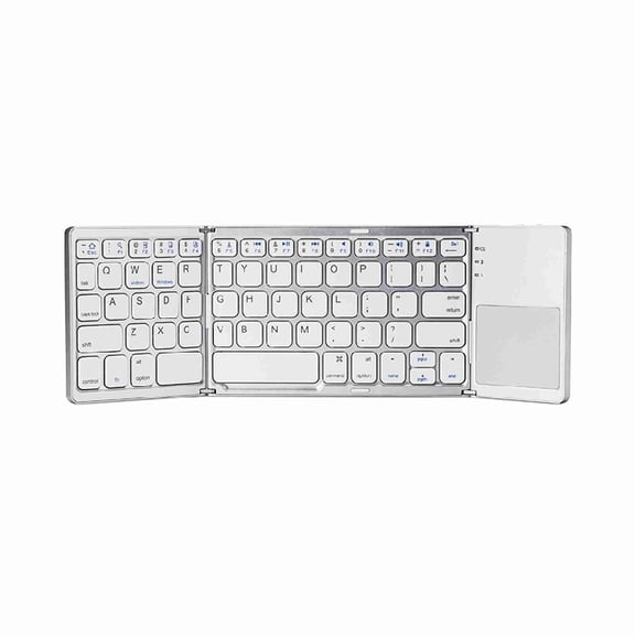 Ultra Wireless BT Keyboard Mini Folding Keyboard Portable Ultra Slim BT Keyboard With Touchpad For //iOS Silver