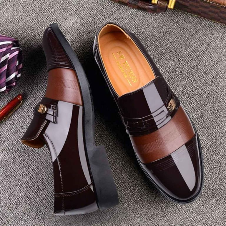 YUHAOTIN Mens Leather Shoes Size 15 Wide Classic Style Men Lace up Vintage  Leather Shoes Business Casual Shoes Roundtoe Leather Shoes Leather Slip on