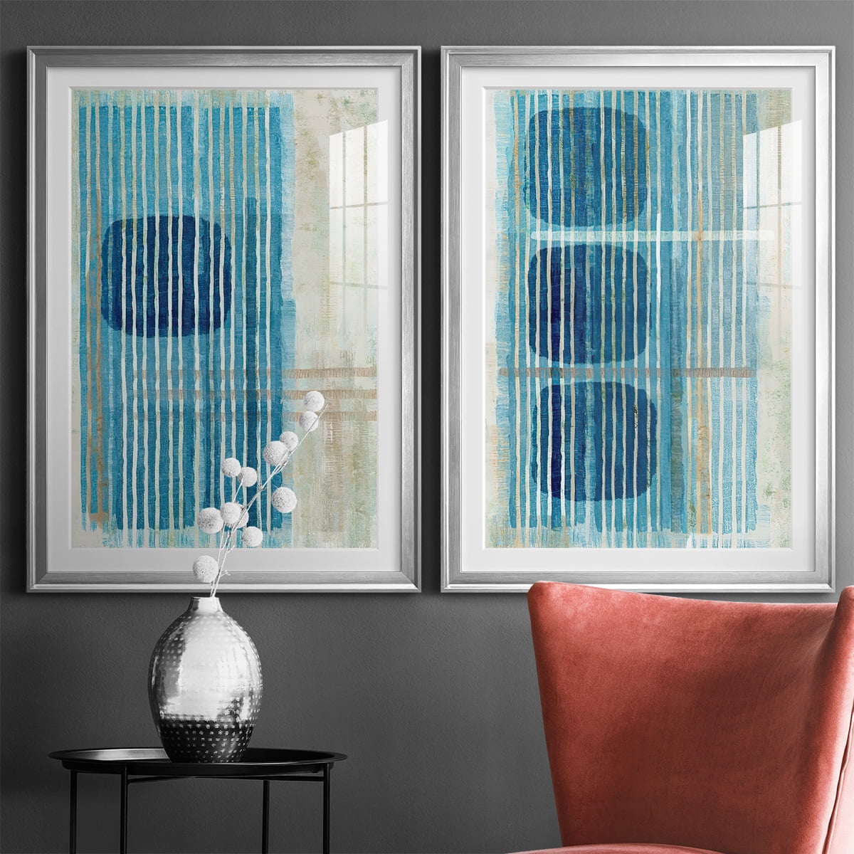 Wexford Home Blue Blue Horizon I Premium Framed Print, 26.5" x 36.5" - Ready to Hang, Silver (Set of 2)