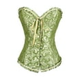 thumbnail image 3 of Corsé con ribete floral para mujer, faja de satén, lencería de jacquard con cordones verde, 3 of 9