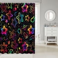 thumbnail image 2 of Manfei Dreamy Neon Glowing Stars Shower Curtain 72Wx84L,Galaxy Theme Bathroom Shower Curtain,Black, 2 of 5