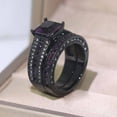 thumbnail image 4 of Matching Ring Couple Rings Black Gold Plated 1.5CT Purple CZ Women Wedding Ring Sets Female Ring, 4 of 7