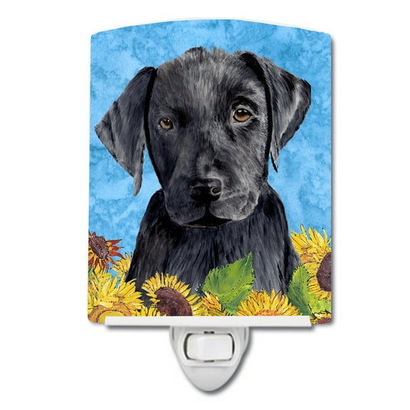 Caroline's Treasures SC9061CNL Labrador in Summer Flowers Ceramic Night Light, 6x4x3", multicolor