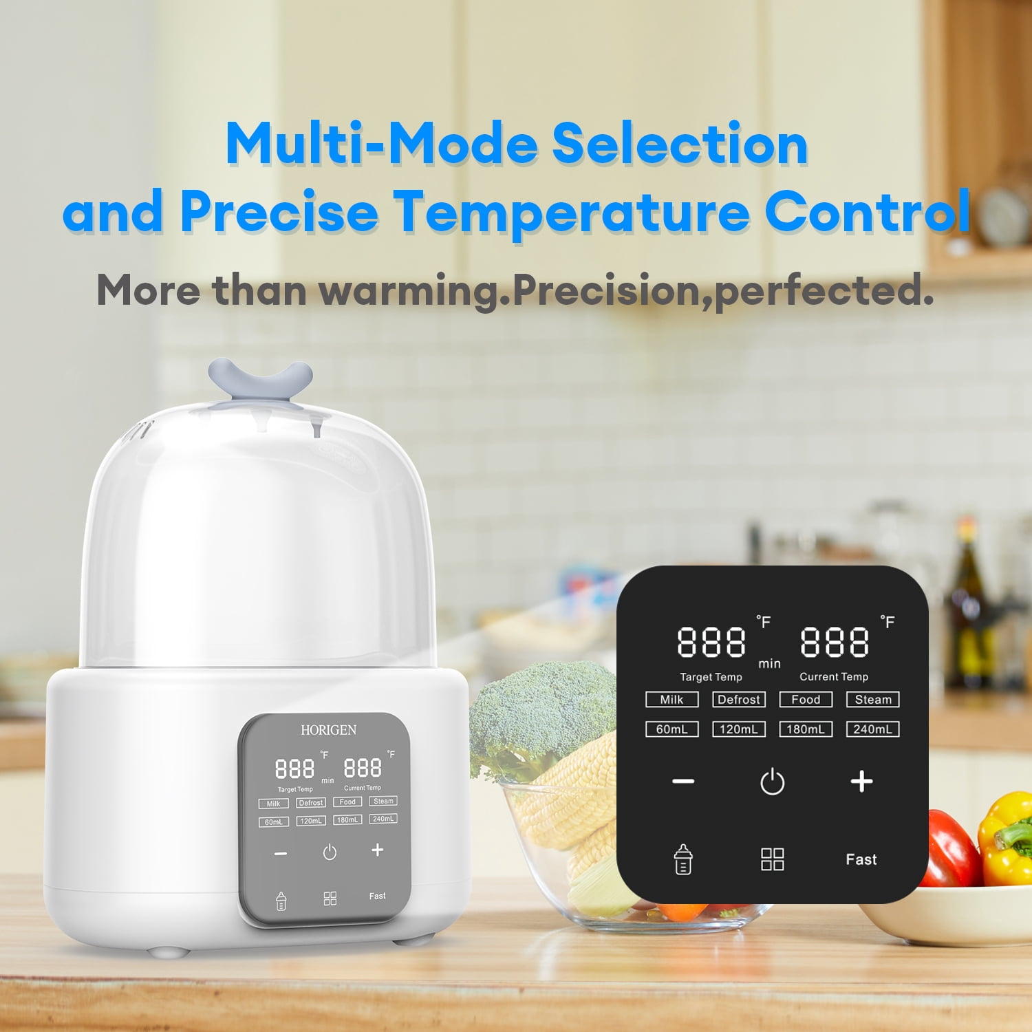 Horigen Electric Baby Bottle Warmer & Sterilizer with Smart Touch, Dual Function, White