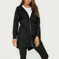 thumbnail image 5 of Women'S Waterproof Rain Jacket Mid Long Zip Front Outdoor Hooded Raincoat Black S, 5 of 8