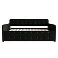 thumbnail image 5 of Home Design Elyria Twin Daybed with Velvet Upholstery, Diamond Button Tufting, Rounded Arms, Pull-Out Trundle, Solid Wood Frame, Stylish Seating and Sleeping, Black, 5 of 13