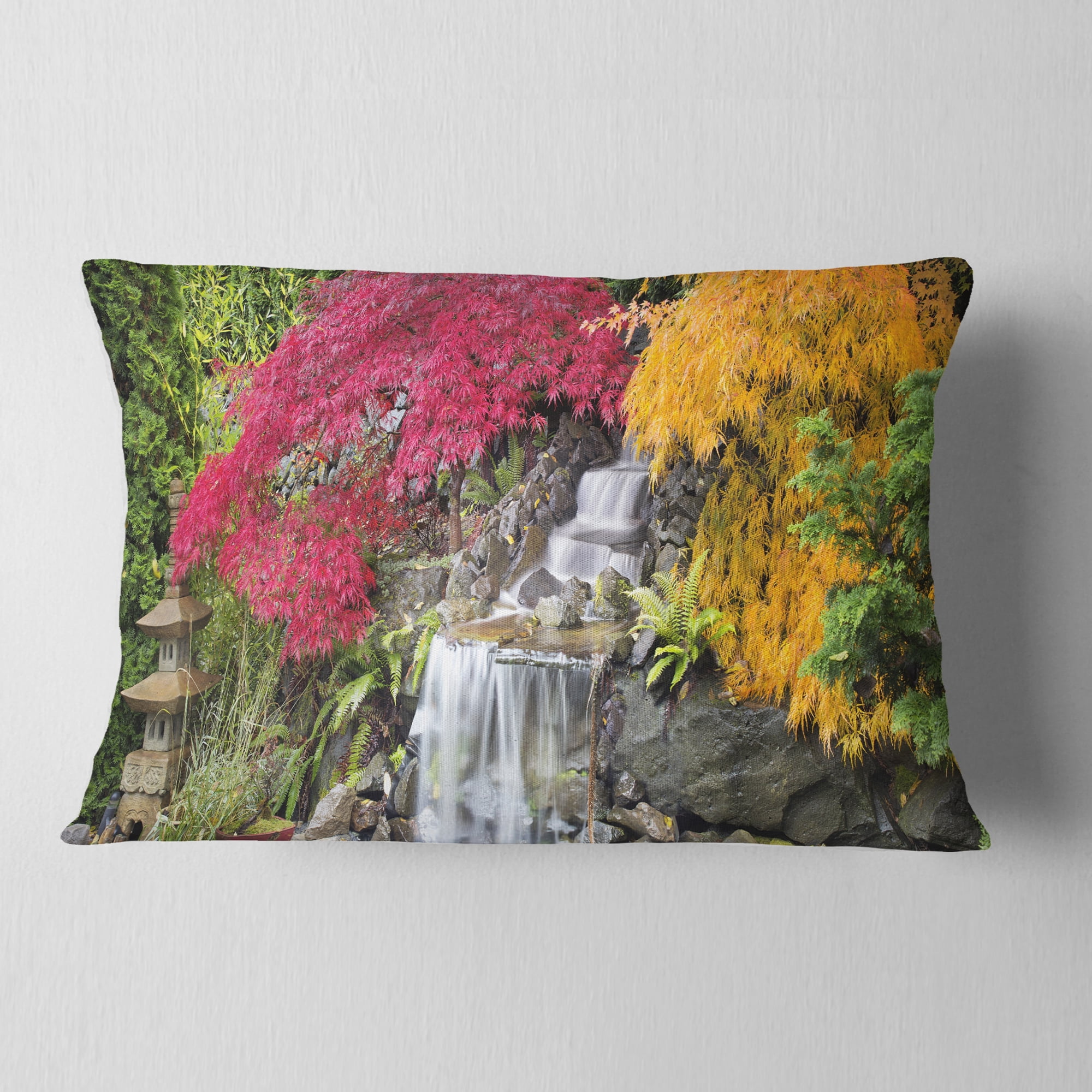 Designart Japanese Maple Trees - Floral Throw Pillow - 12x20